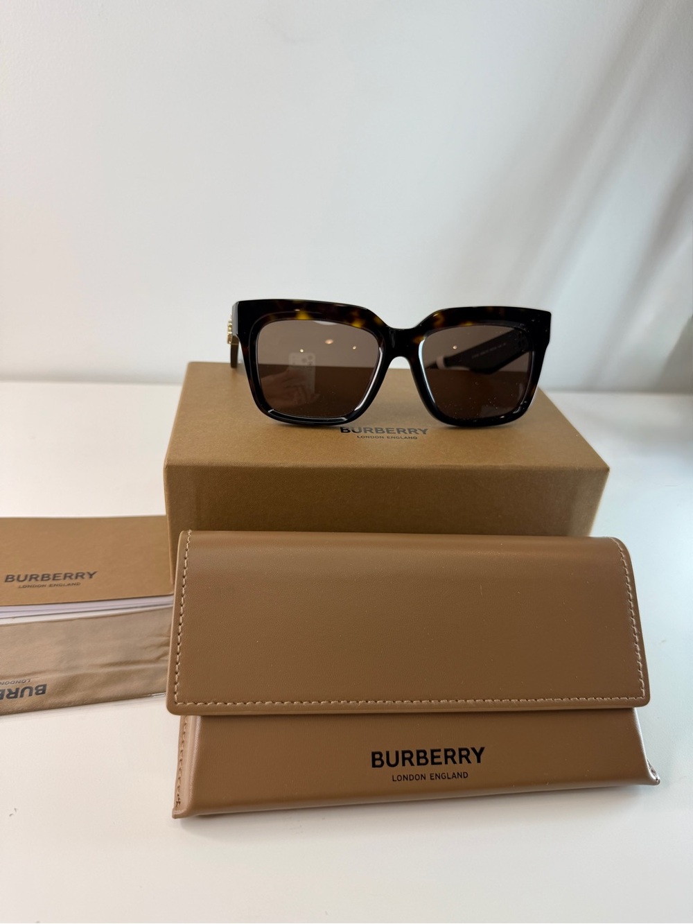 Burberry BE4419 54mm Square Sunglasses Dark Havana Brown Lens Women - Picture 1 of 11